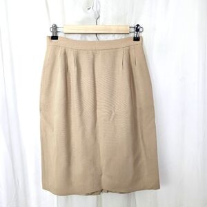 Vintage Liz Claiborne Petite Collection wool blend tan beige pencil skirt 8P
